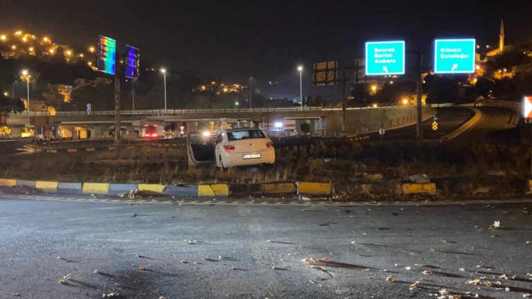Zonguldak’ta otomobil refüje çıktı: 1 yaralı